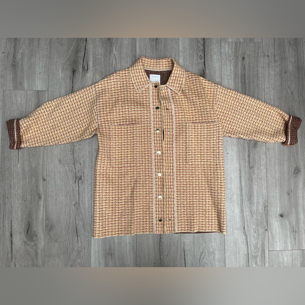 Sandro Blaise Tweed Overshirt-Style Cardigan - Picture 3 of 7